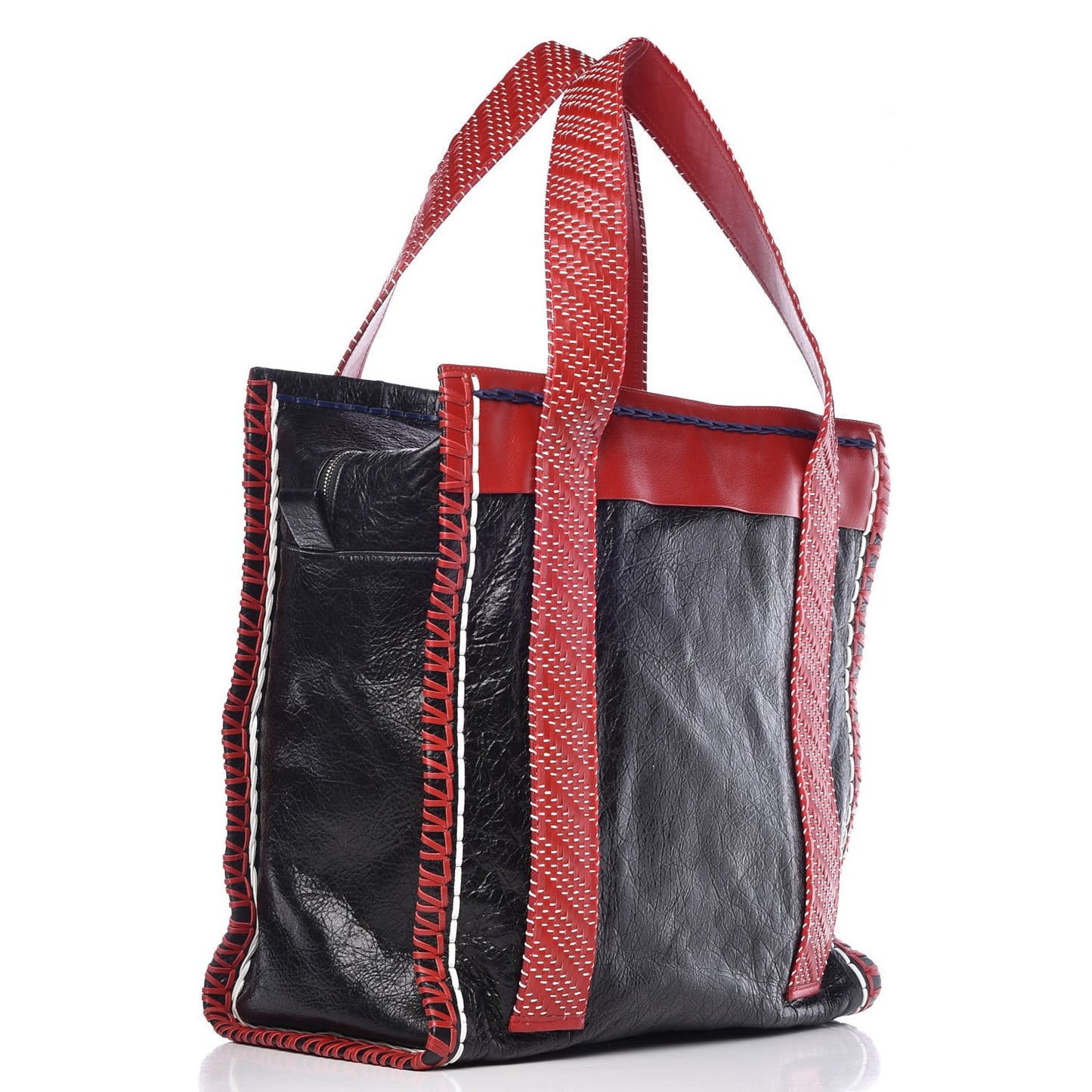 Agneau Arena Medium Scaffold Shopper Tote Red Black