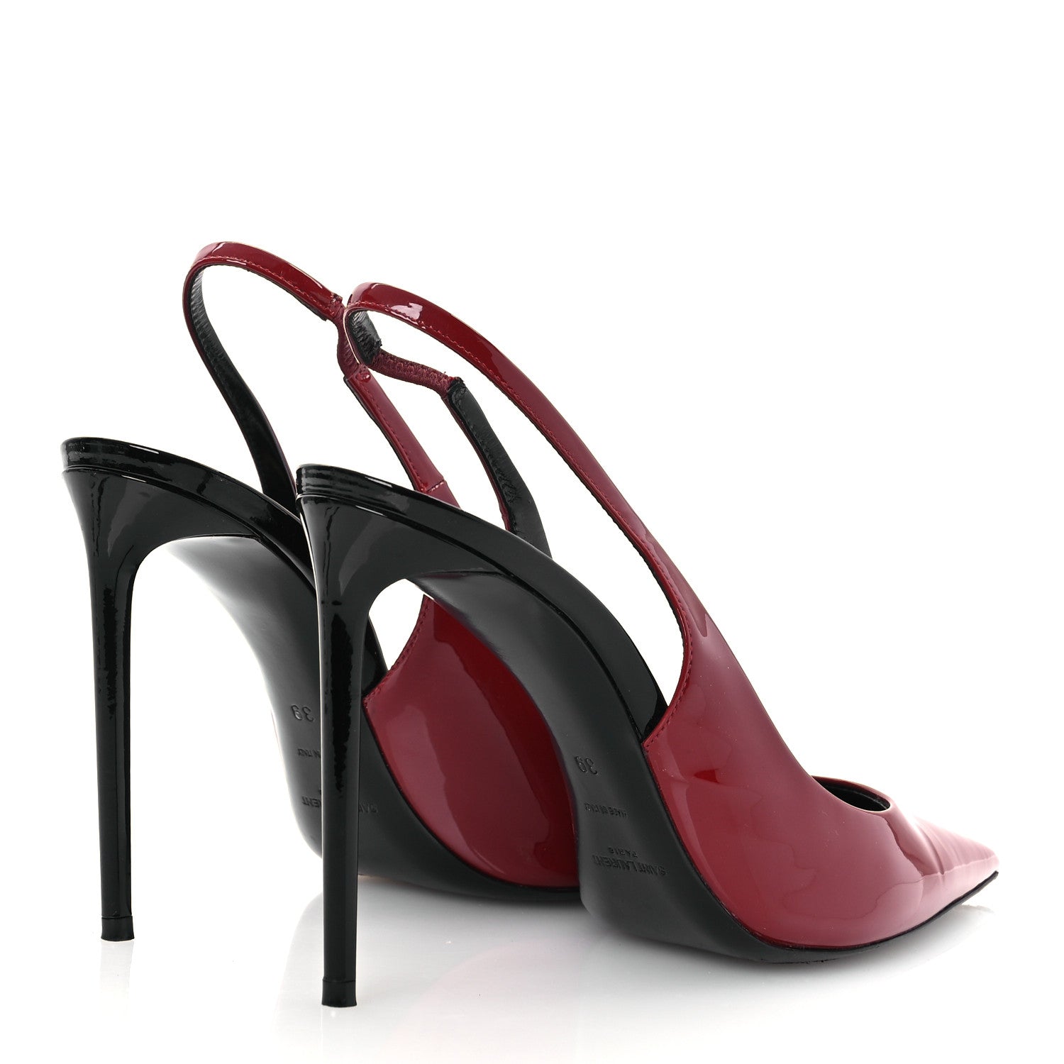 Saint Laurent Patent Calfskin Zoe 105 Slingback Pump 39 Opyum Red 5 of 12