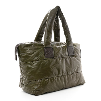 Chanel Nylon Quilted Medium Coco Cocoon Reversible Tote Khaki 3 of 15