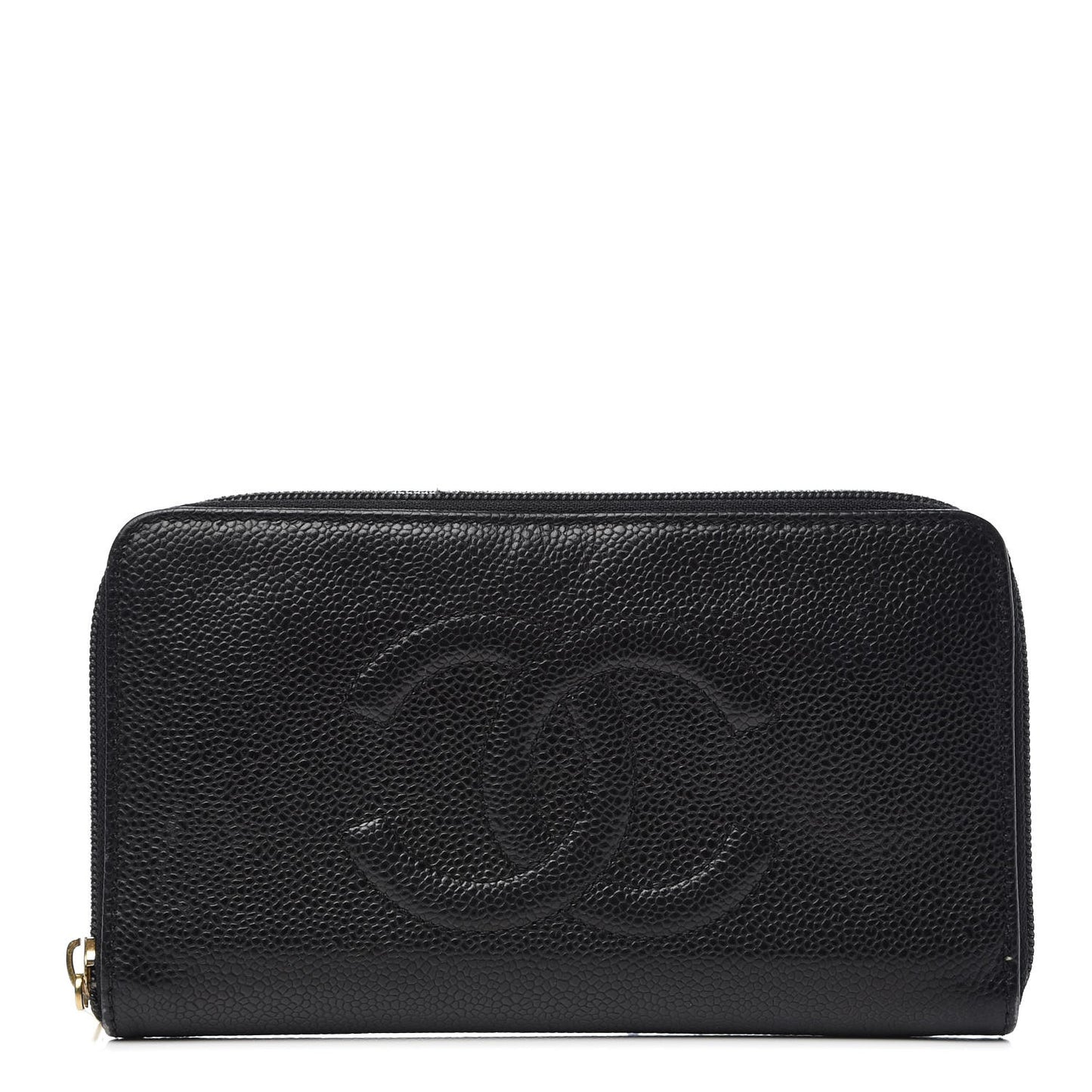 Caviar CC Timeless Large Zip Around Wallet Black