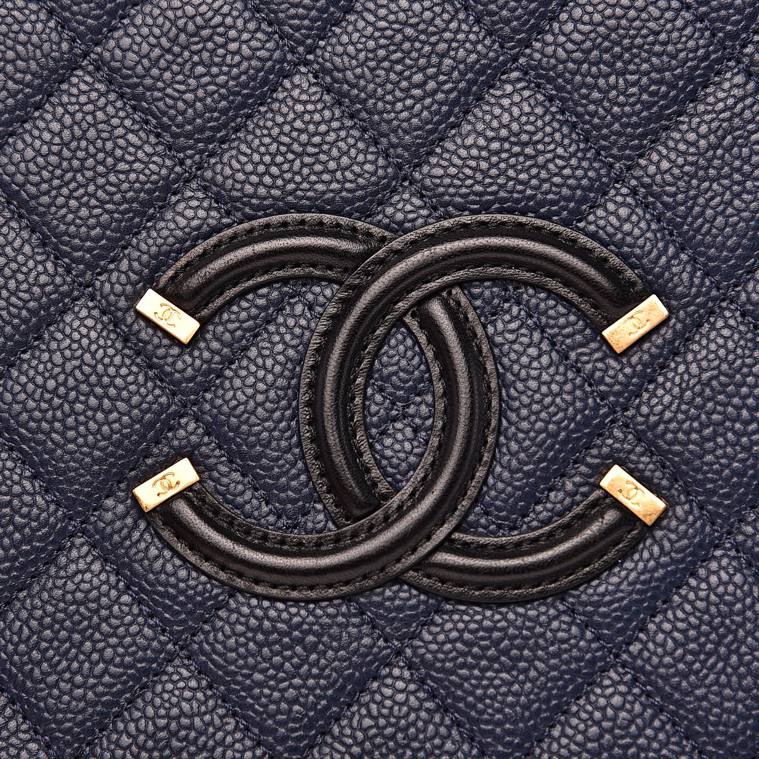 Chanel Caviar Quilted Large CC Filigree Vanity Case Navy Black 12 of 16