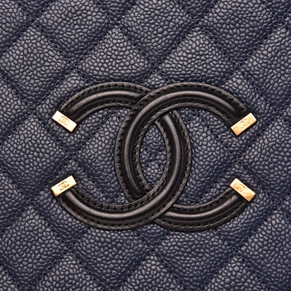 Chanel Caviar Quilted Large CC Filigree Vanity Case Navy Black 12 of 16