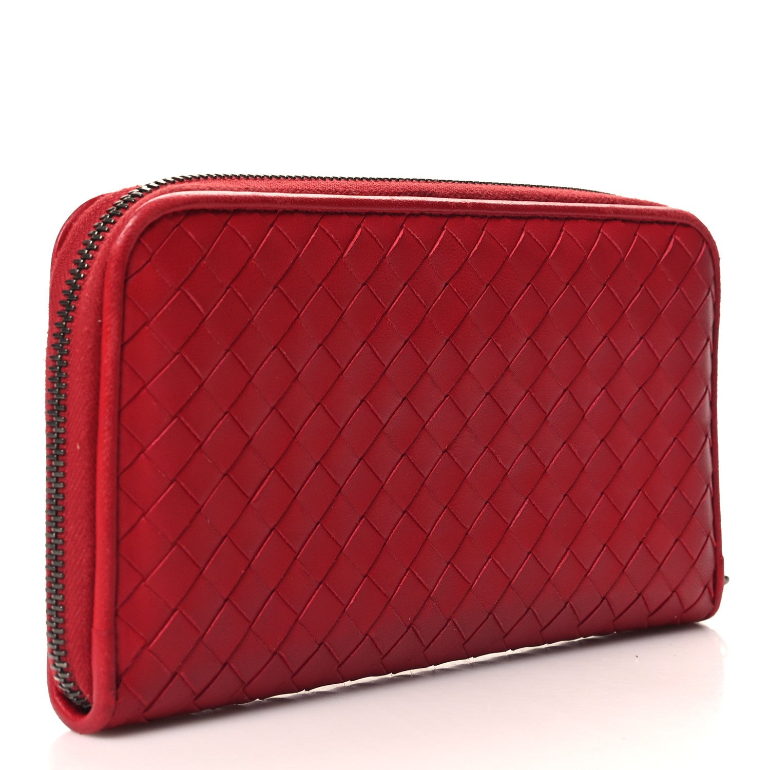 Bottega Veneta Nappa Intrecciato Zip Around Wallet Red 3 of 11