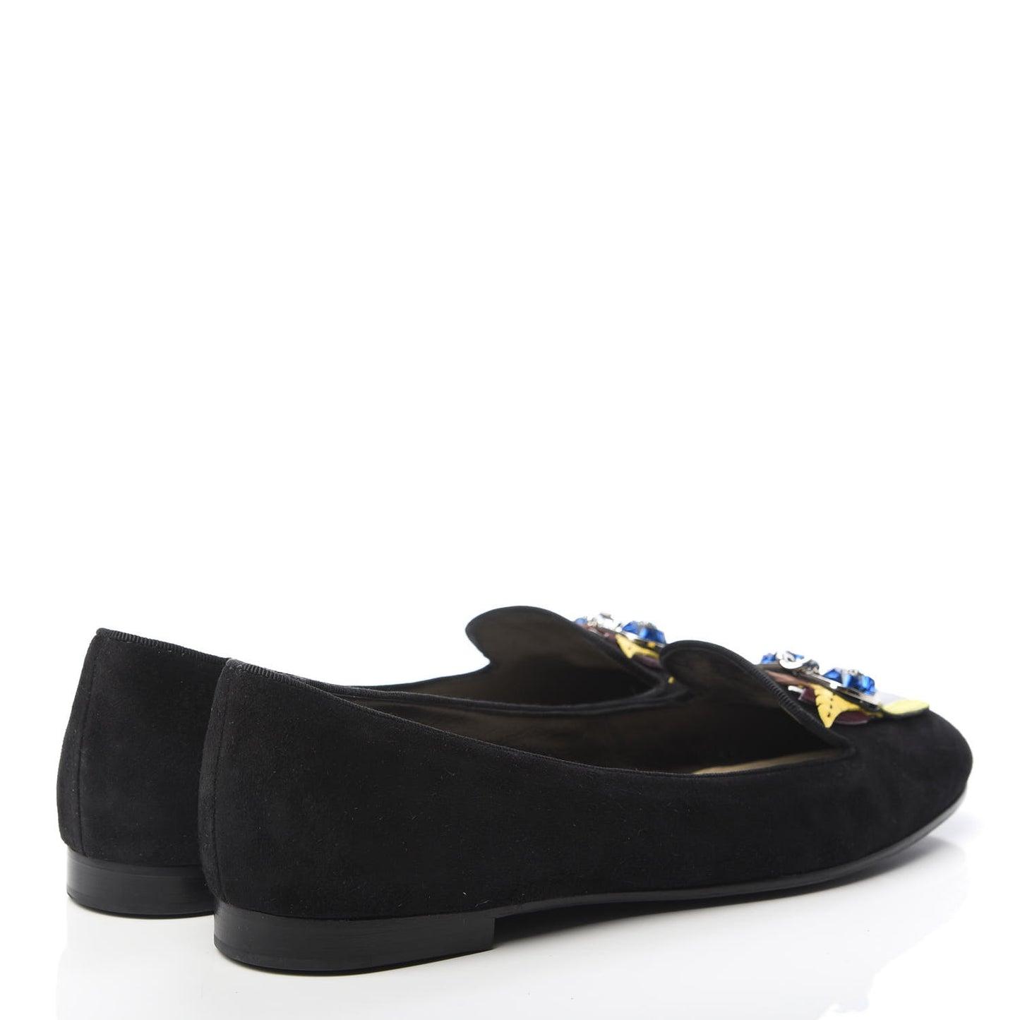 Suede Embellished Slipper Loafer 40.5 Black