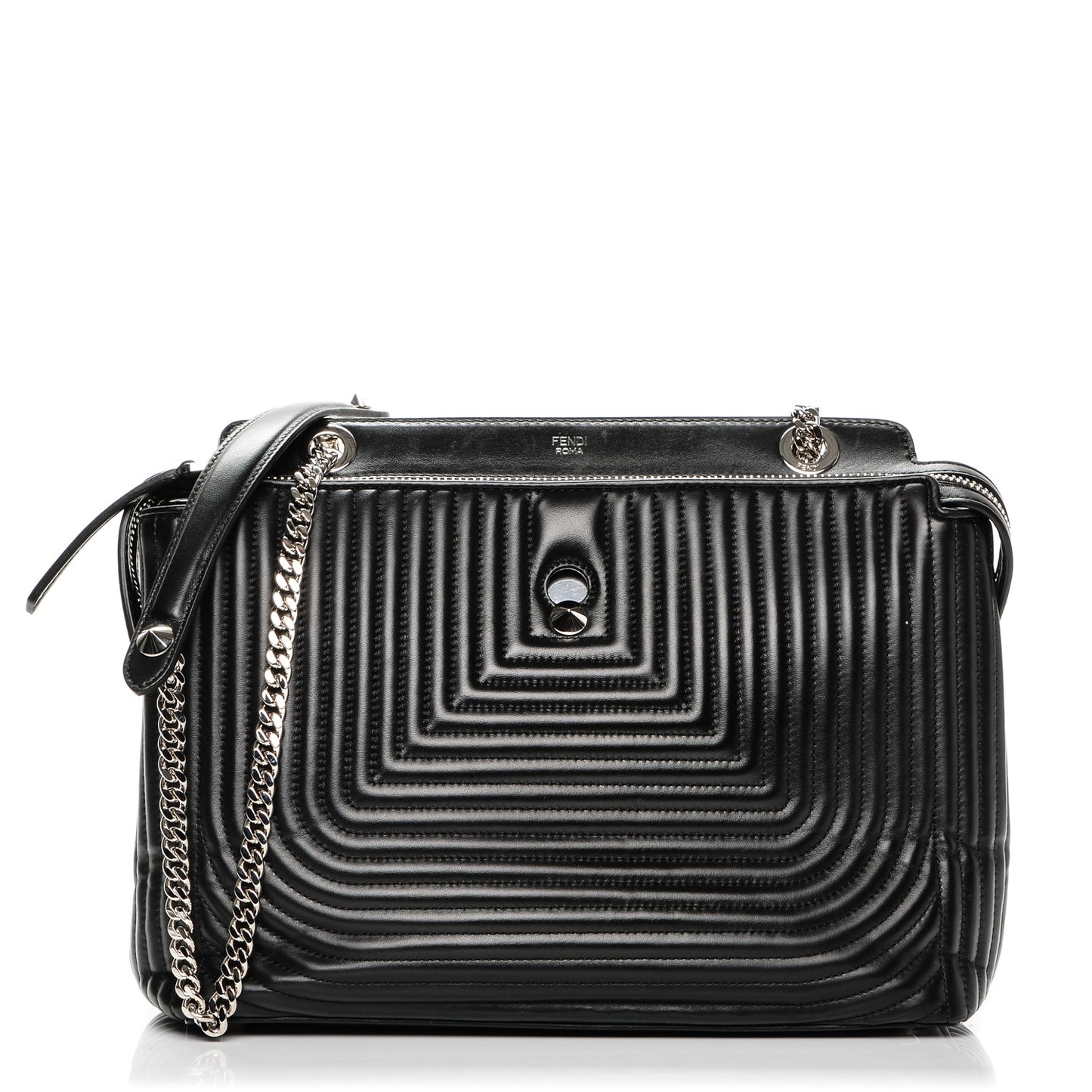 Shiny Nappa Trapuntata DotCom Chain Satchel Black