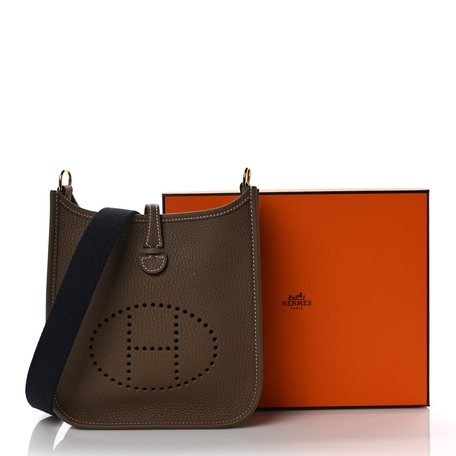Hermes Taurillon Clemence Amazone Evelyne TPM Etoupe Bleu Indigo 9 of 9