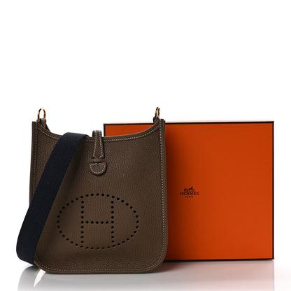 Hermes Taurillon Clemence Amazone Evelyne TPM Etoupe Bleu Indigo 9 of 9