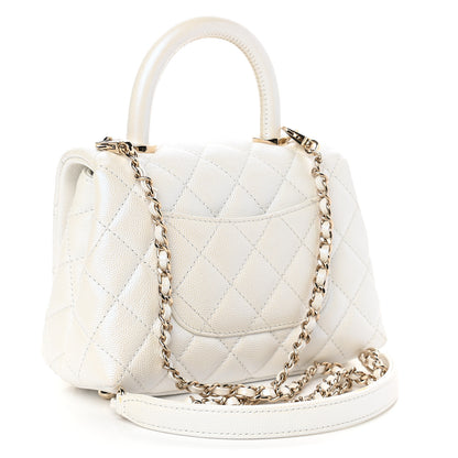 Chanel Iridescent Caviar Quilted Extra Mini Coco Handle Flap White 2 of 10