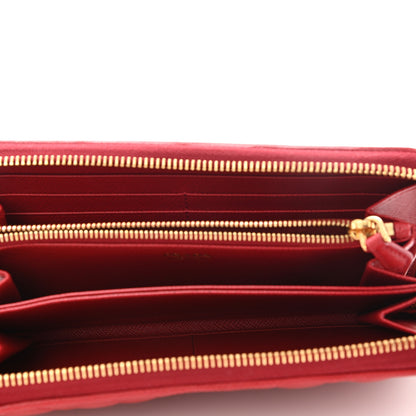 Prada Saffiano Quilted Zip Around Wallet Rosso 5 of 9