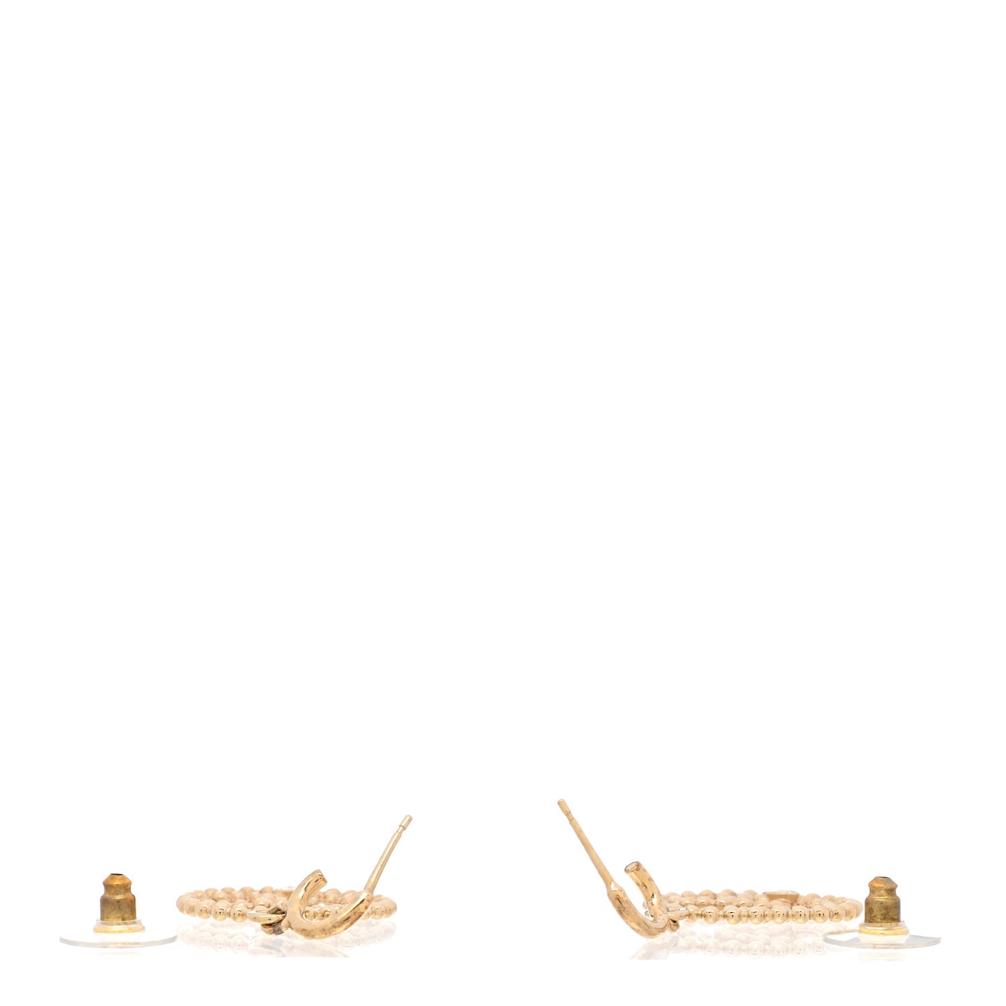 Metal Bead Round CC Drop Earrings Gold