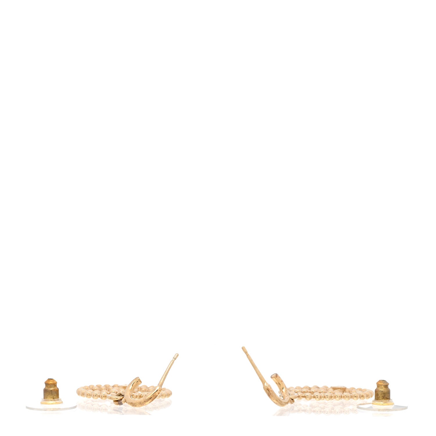Chanel Metal Bead Round CC Drop Earrings Gold 3 of 5