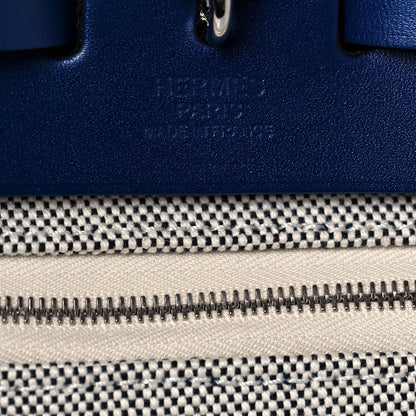 Hermes Vache Hunter Toile H Brides de Gala Herbag Zip Retourne 31 PM Bleu De France Ecru Black 7 of 13