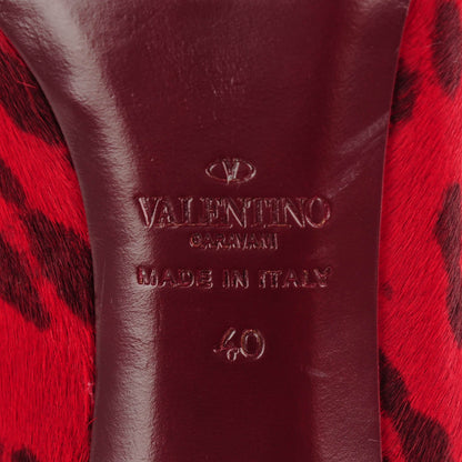 Valentino Garavani Calf Hair Leopard Print Rockstud New Plain 100mm Pumps 40 Red 6 of 9