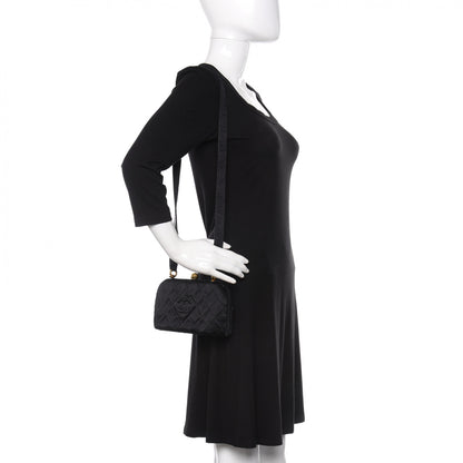 Chanel Satin Quilted Shoulder Bag Black 2 of 12