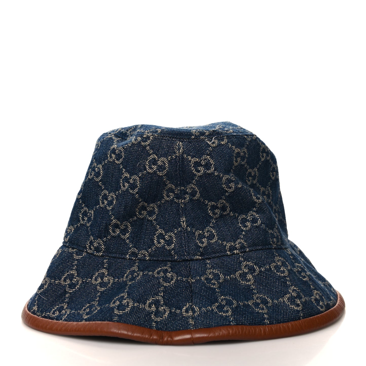 Washed Jacquard Denim Nappa GG Monogram Oscar Bucket Hat S Denim Cuir