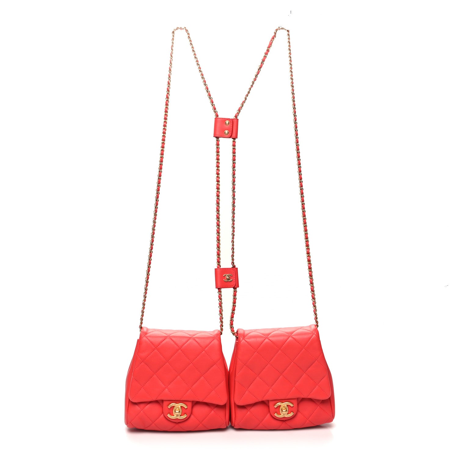 Chanel Lambskin Quilted Side-Packs Red 4 of 16
