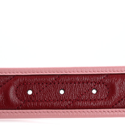 Gucci Vintage Effect Calfskin Matelasse Diagonal Enamel Double G 40mm Belt 75 30 Red Pink 3 of 6