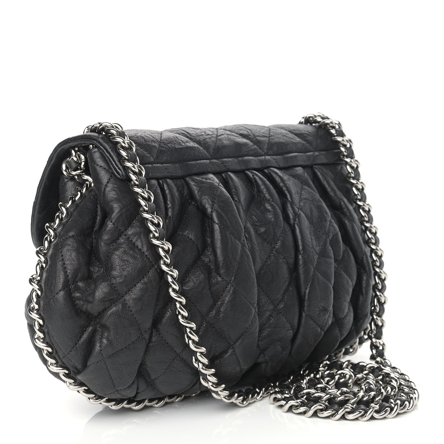 Chanel Washed Lambskin Quilted Medium Chain Around Messenger Black 3 of 9