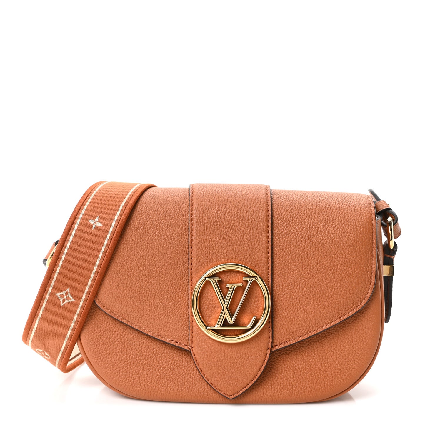 Grained Calfskin LV Pont 9 Soft MM Golden Siena