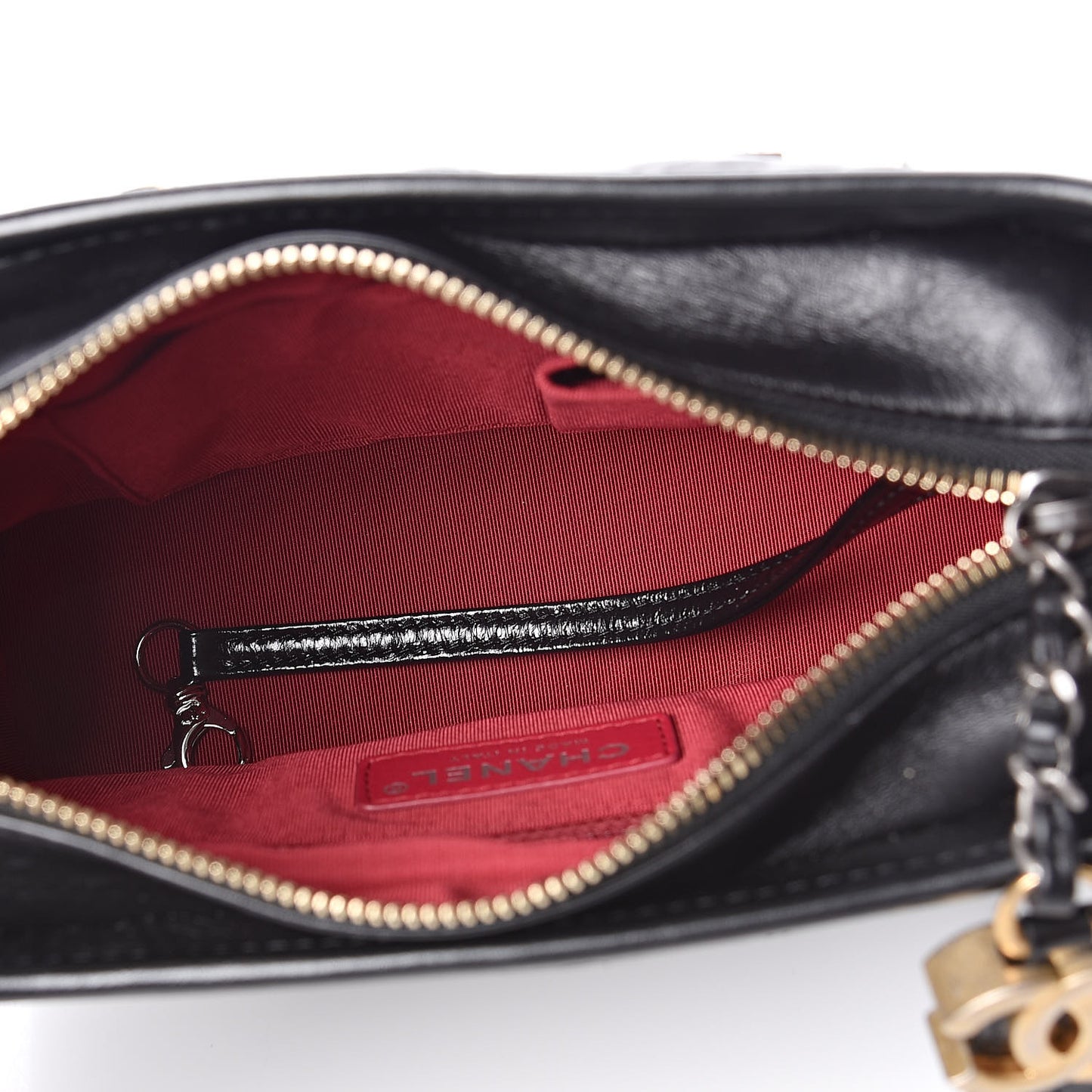 Aged Calfskin Quilted Charms Small Gabrielle Hobo Black