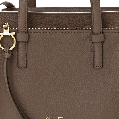 Salvatore Ferragamo Hammered Calfskin Double Handle Small Amy Tote Caraway Seed 8 of 11