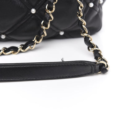 Chanel Lambskin Quilted Pearl Studded Flap Black 11 of 12