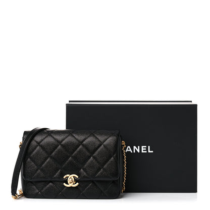Chanel Shiny Caviar Quilted Small Chain Melody Flap Black 10 of 10
