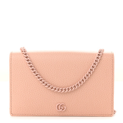 Gucci Dollar Calfskin Enamel Monochrome Mini GG Marmont Chain Wallet Perfect Pink 1 of 11