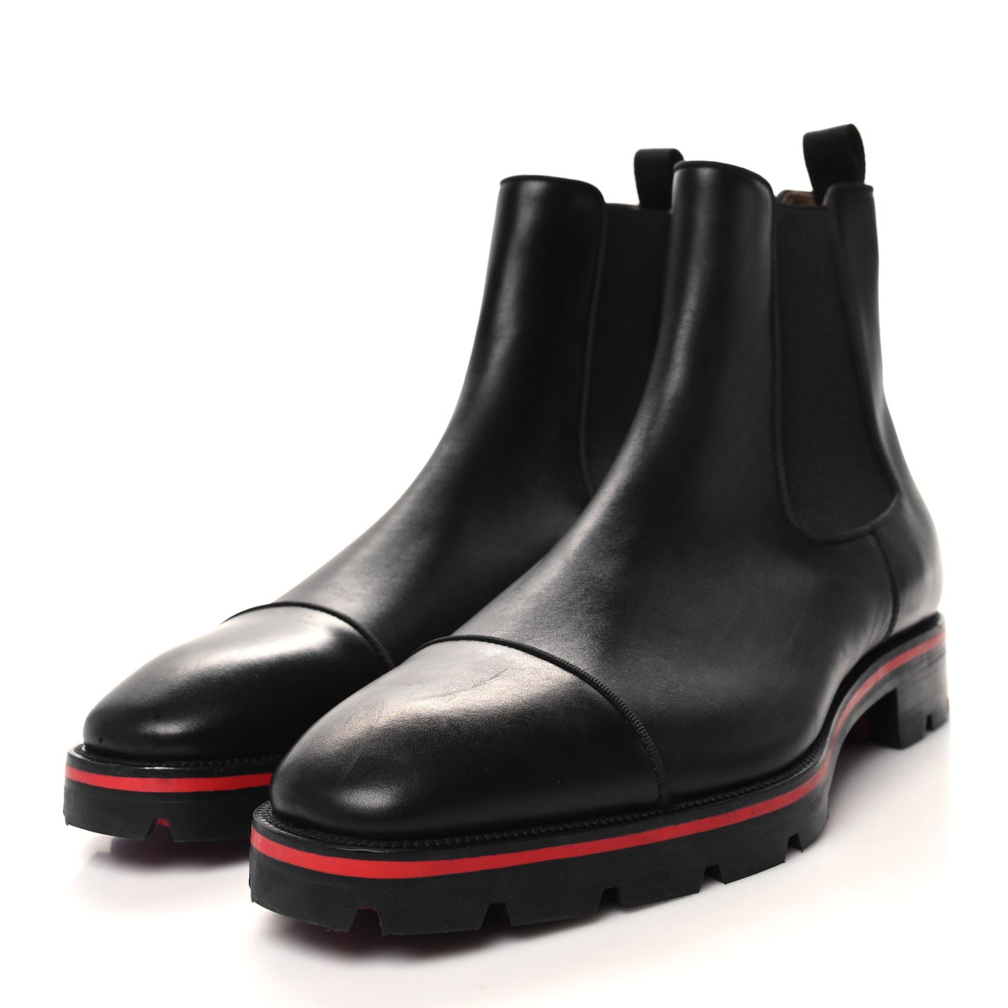 Calfskin Mens Melon Flat Chelsea Boots 45.5 Black