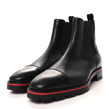 Christian Louboutin Calfskin Mens Melon Flat Chelsea Boots 45.5 Black 3 of 7