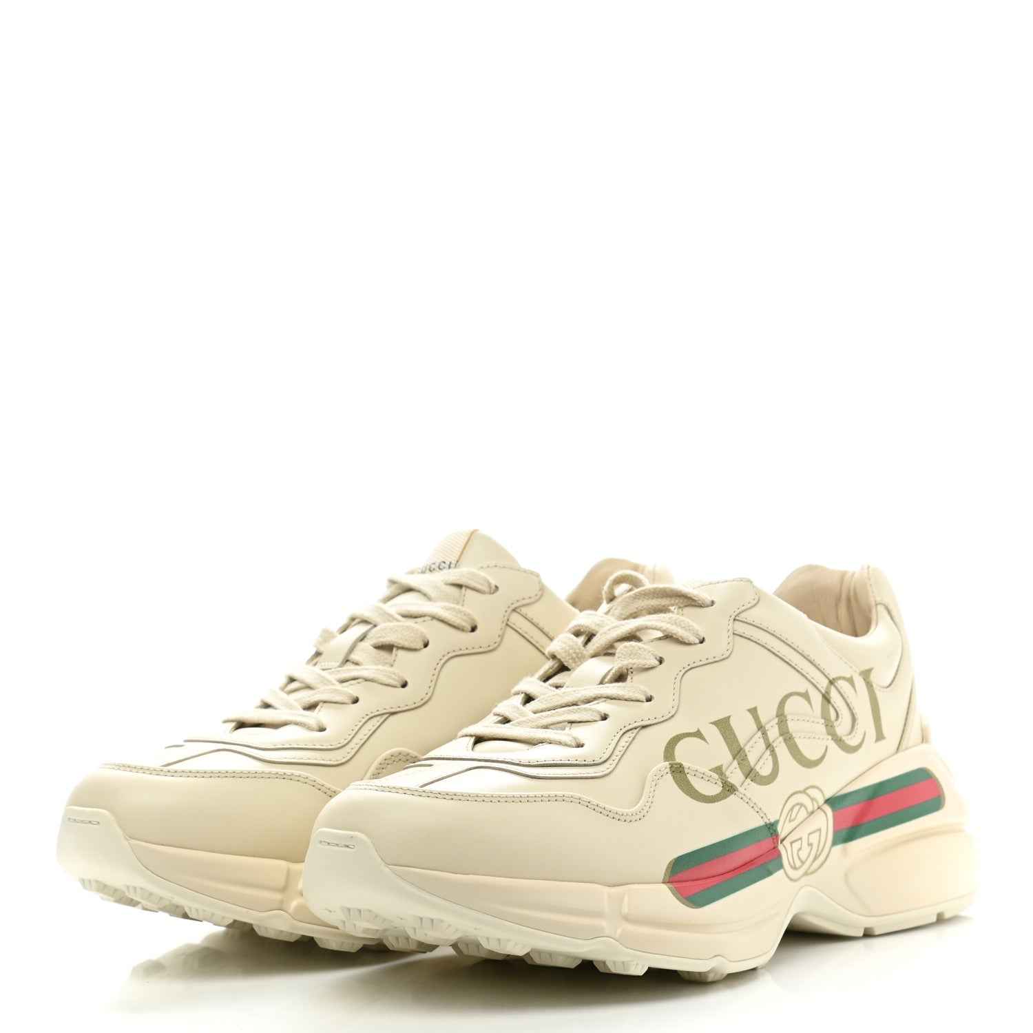 Gucci Calfskin Logo Womens Rhyton Sneakers 39 Ivory 3 of 10