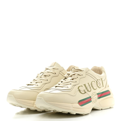 Gucci Calfskin Logo Womens Rhyton Sneakers 39 Ivory 3 of 10