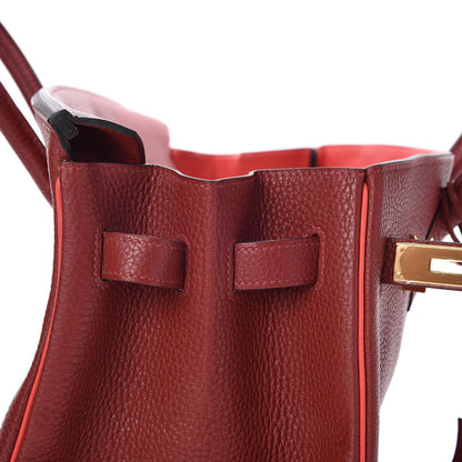 Hermes Togo Horseshoe Bi-Color Birkin 35 Rouge H Bougainvillea 25 of 33