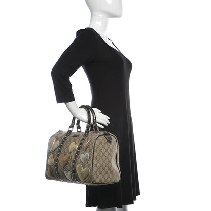 Gucci Monogram Guccissima Hearts Studded Medium Joy Boston Dark Brown 2 of 11