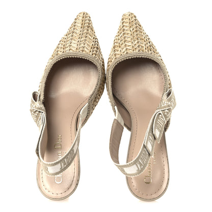 Christian Dior Raffia Embroidered J'Adior Slingback 65mm Pumps 36 Taupe 2 of 11