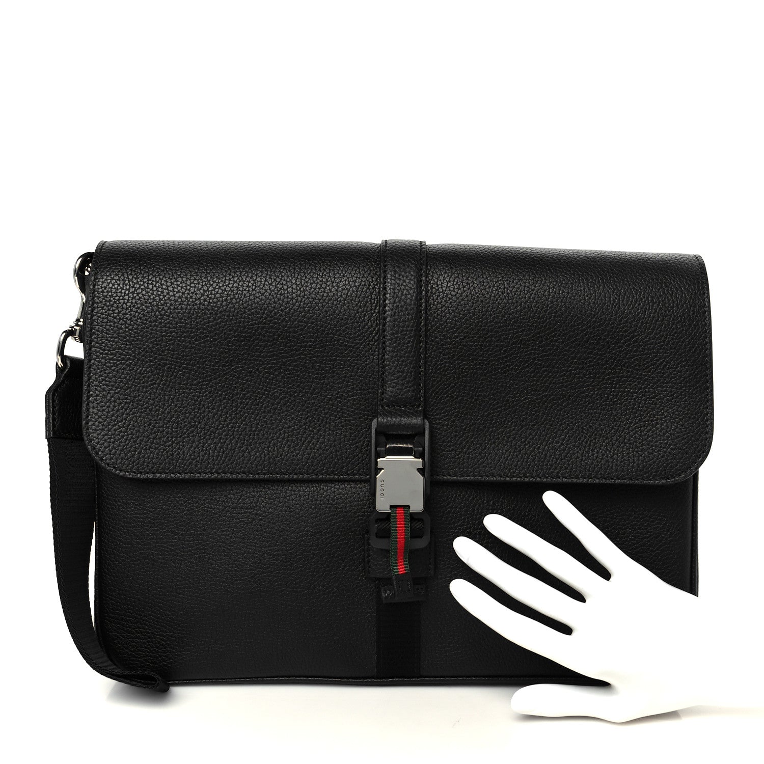 Gucci Calfskin Web Medium Business Case Black 2 of 12