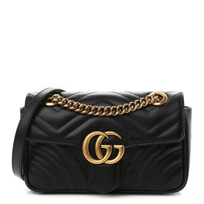 Gucci Calfskin Matelasse Mini GG Marmont Shoulder Bag Black 1 of 11