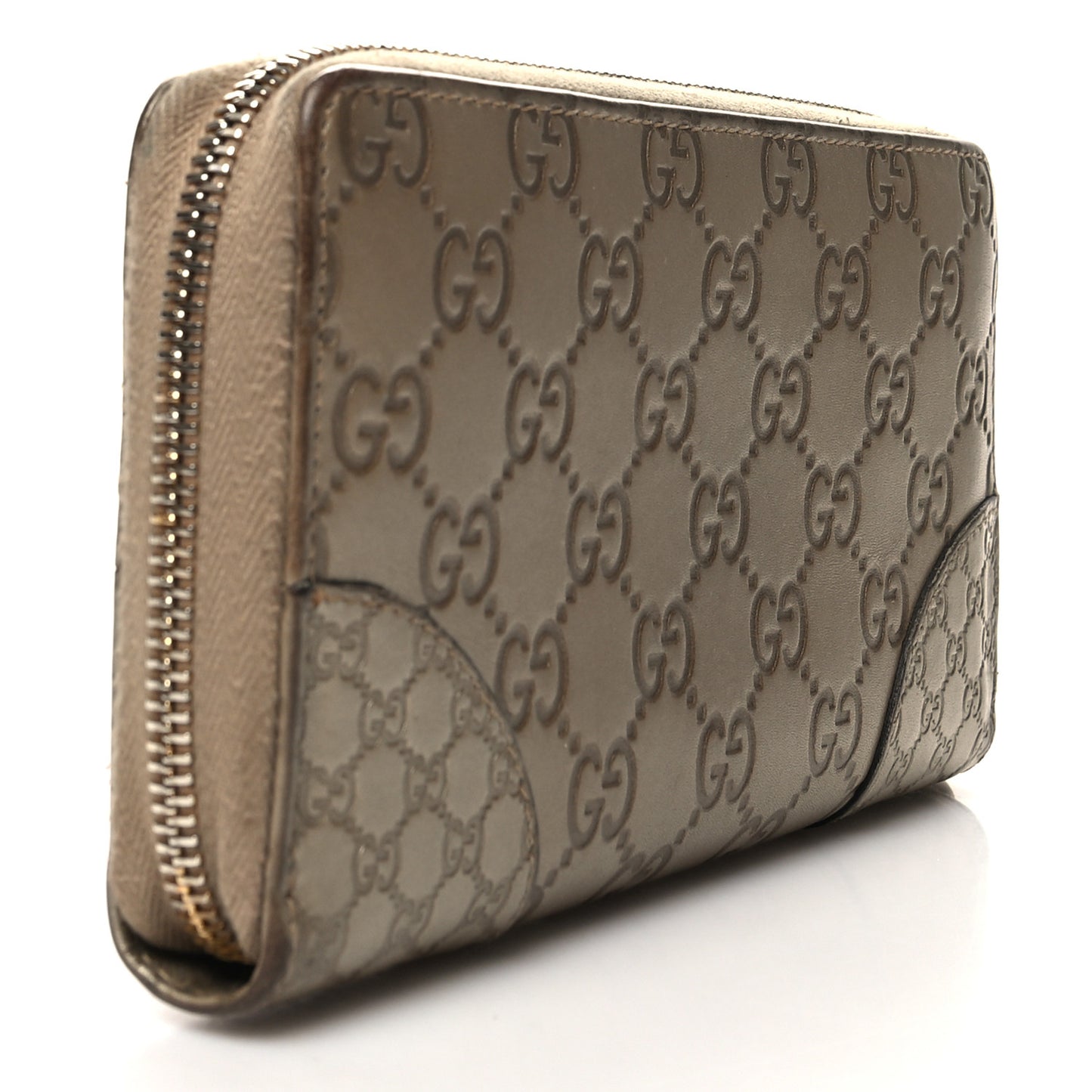 Metallic Guccissima Microguccissima Bree Zip Around Wallet Golden Beige