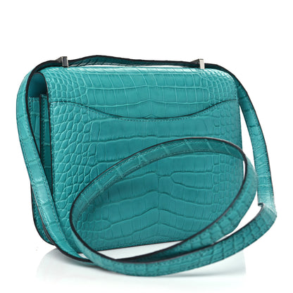 Hermes Matte Alligator Constance 18 Bleu Paon 3 of 10