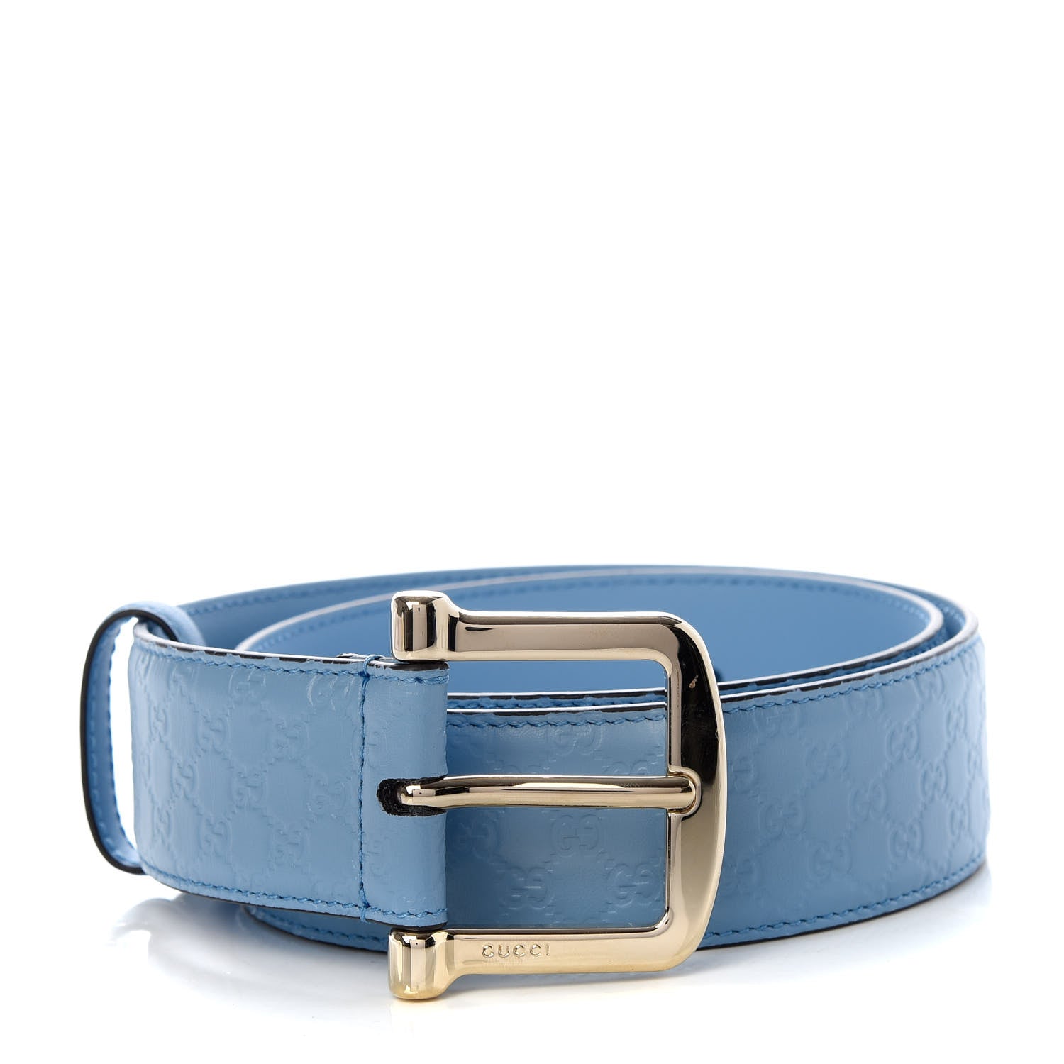 Gucci Soft Microguccissima Margaux Calfskin Belt 70 28 Mineral Blue 1 of 4