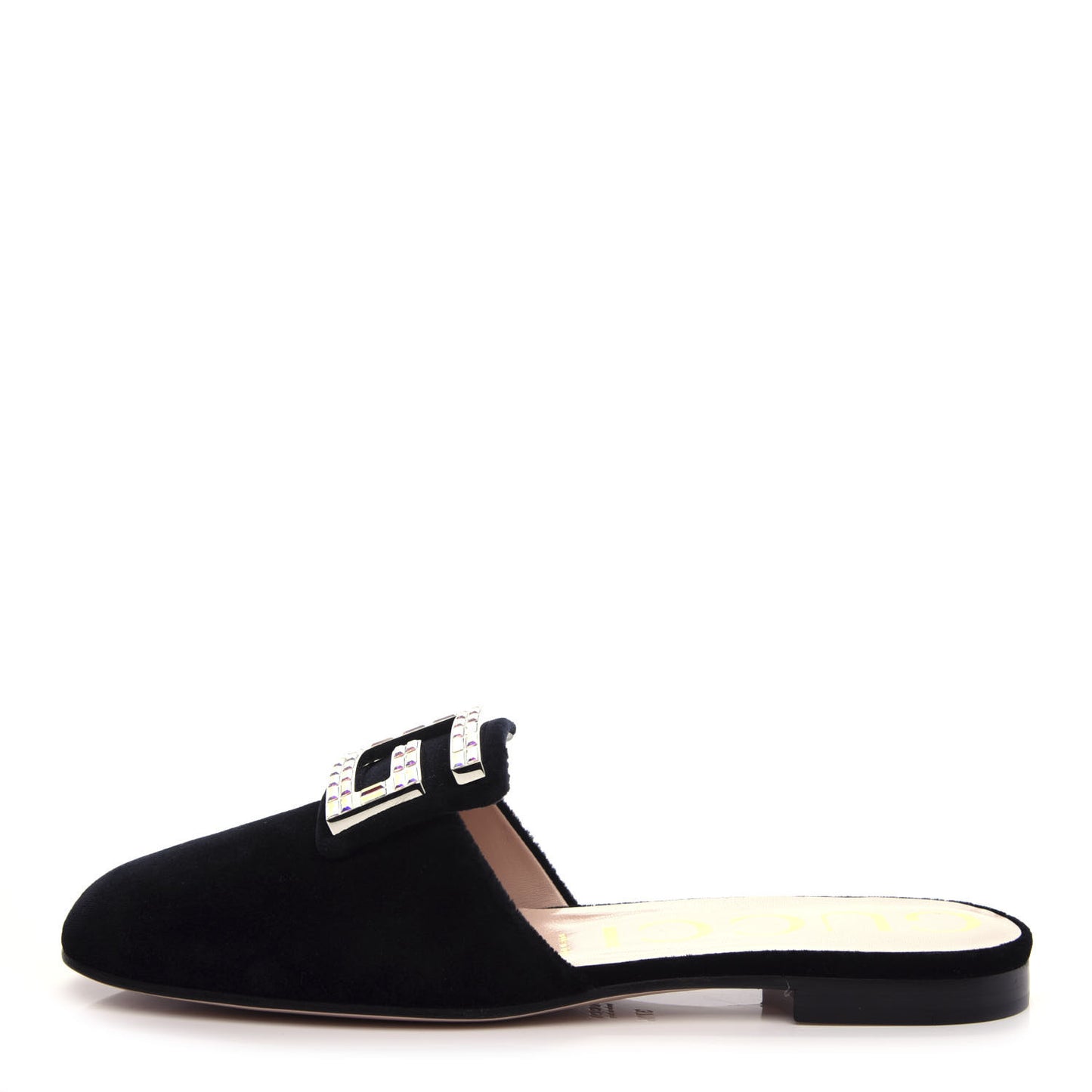 Velvet Crystal Square G Madelyn Slippers 37.5 Black