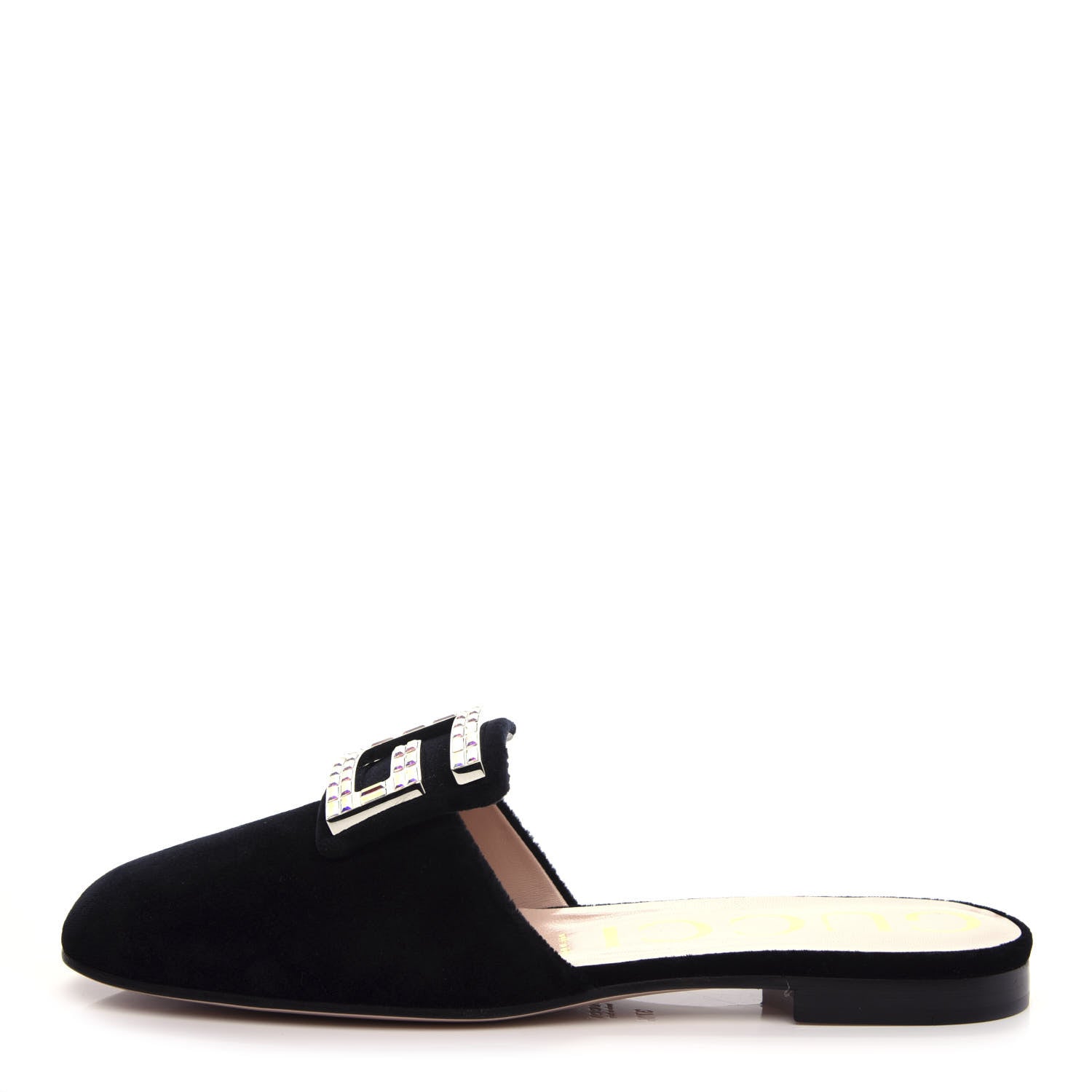 Gucci Velvet Crystal Square G Madelyn Slippers 37.5 Black 1 of 10