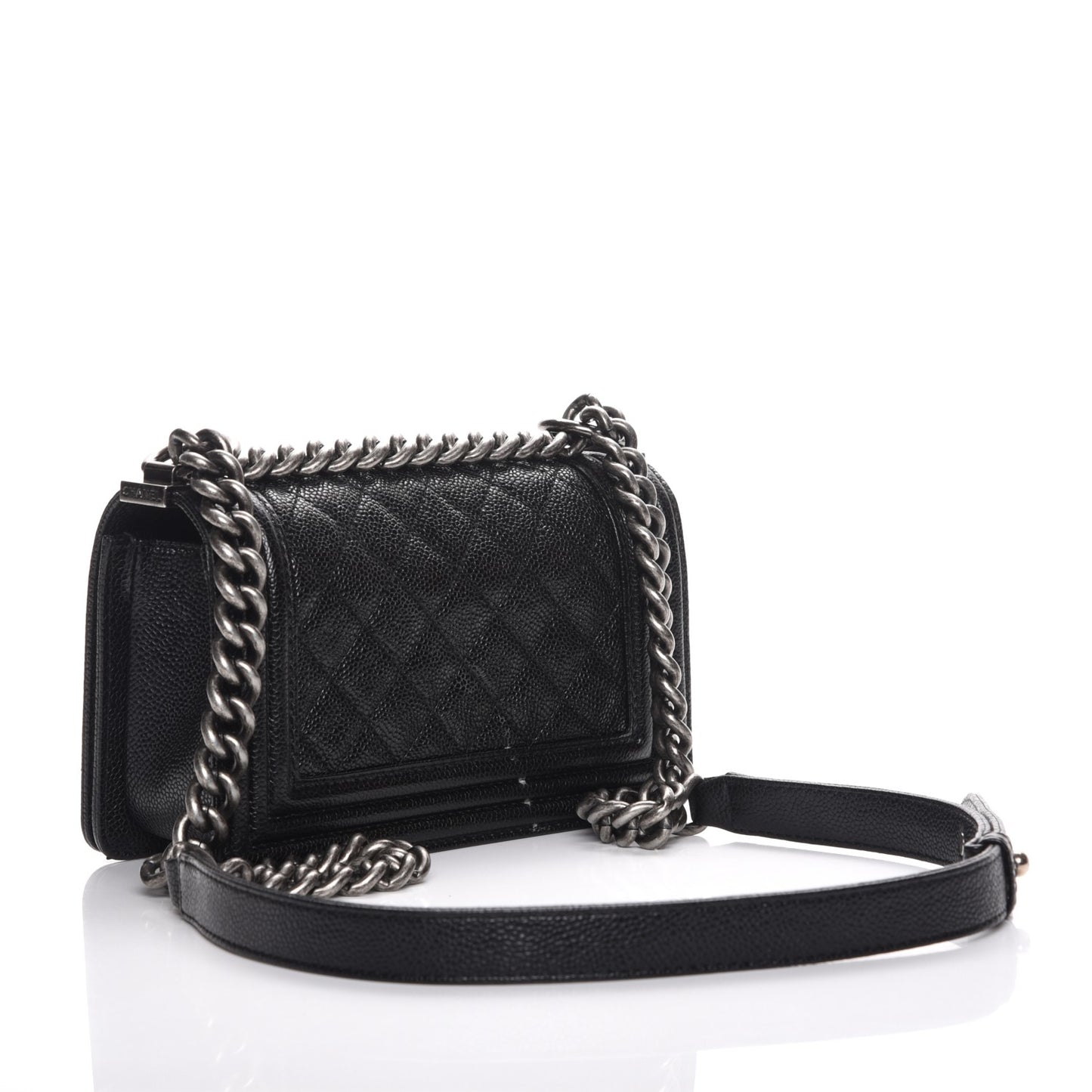 Caviar Quilted Small Boy Flap Black