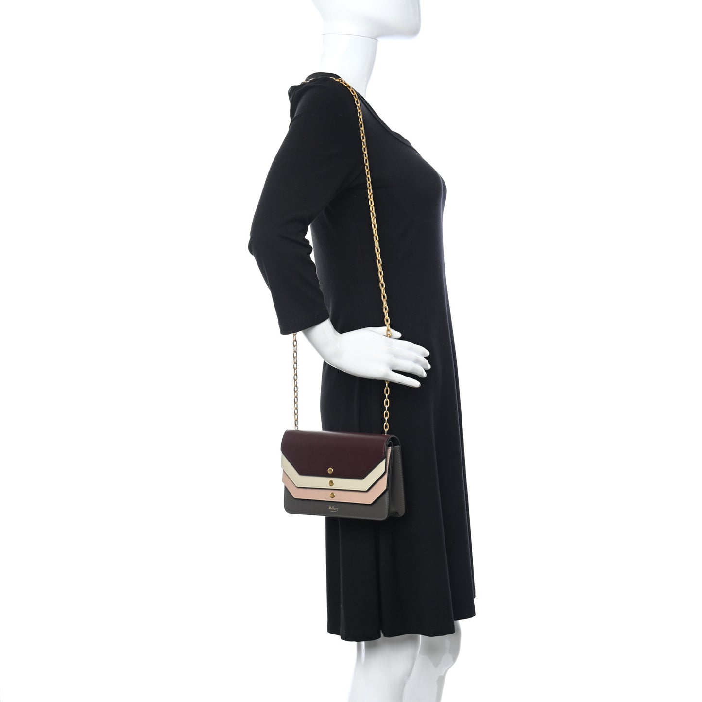 Smooth Calfskin Multiflap Chain Clutch Oxblood Multicolor