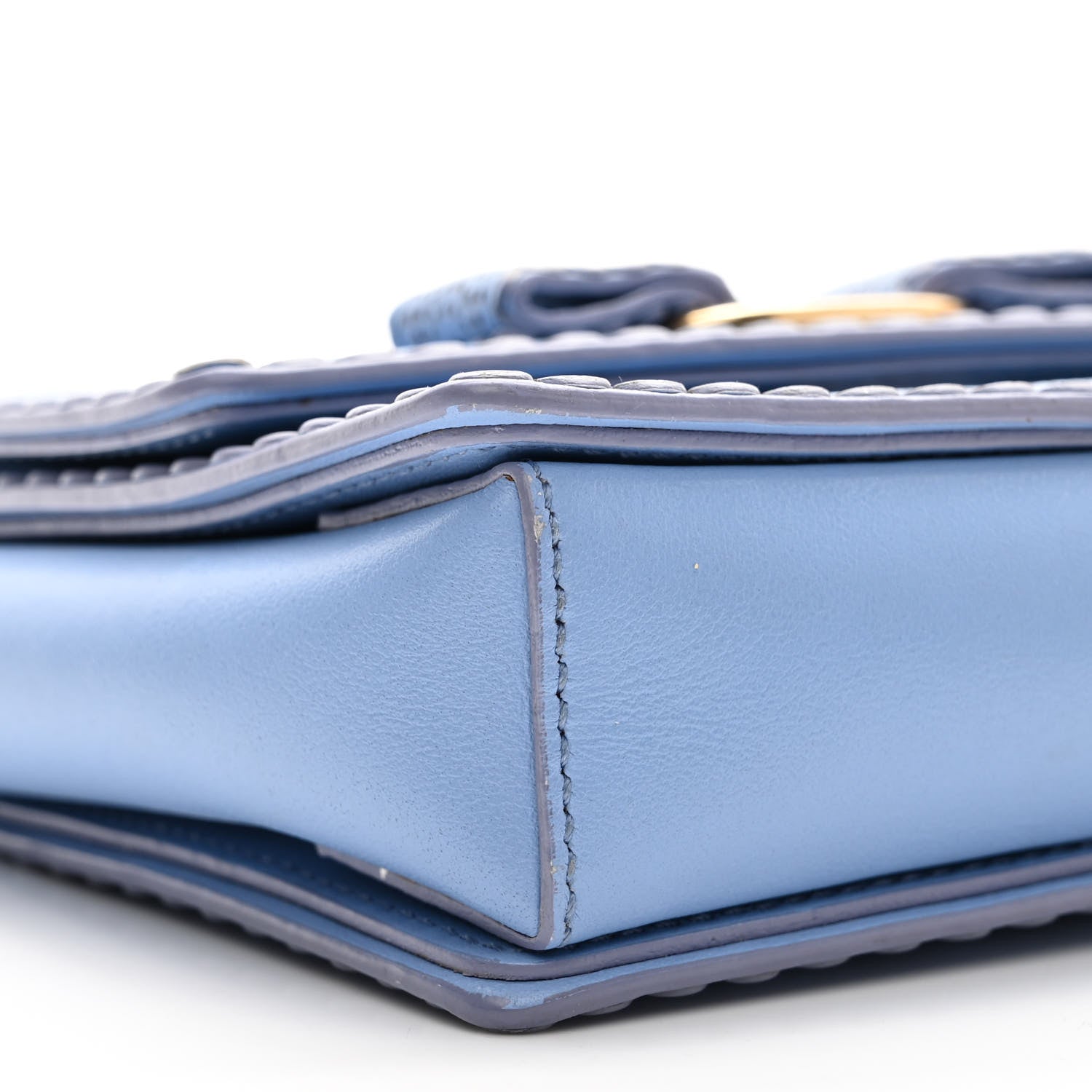 Salvatore Ferragamo Perforated Calfskin Mini Ginny Shoulder Bag Blue 9 of 9