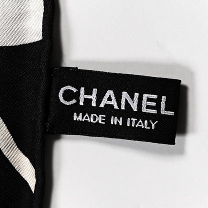 Chanel Silk Camellia CC Square Scarf Black 3 of 5