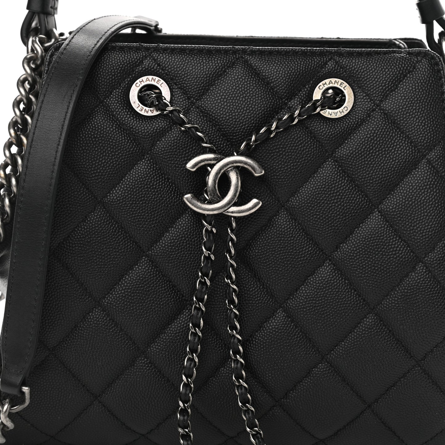 Caviar Quilted Small CC Bucket Bag Black