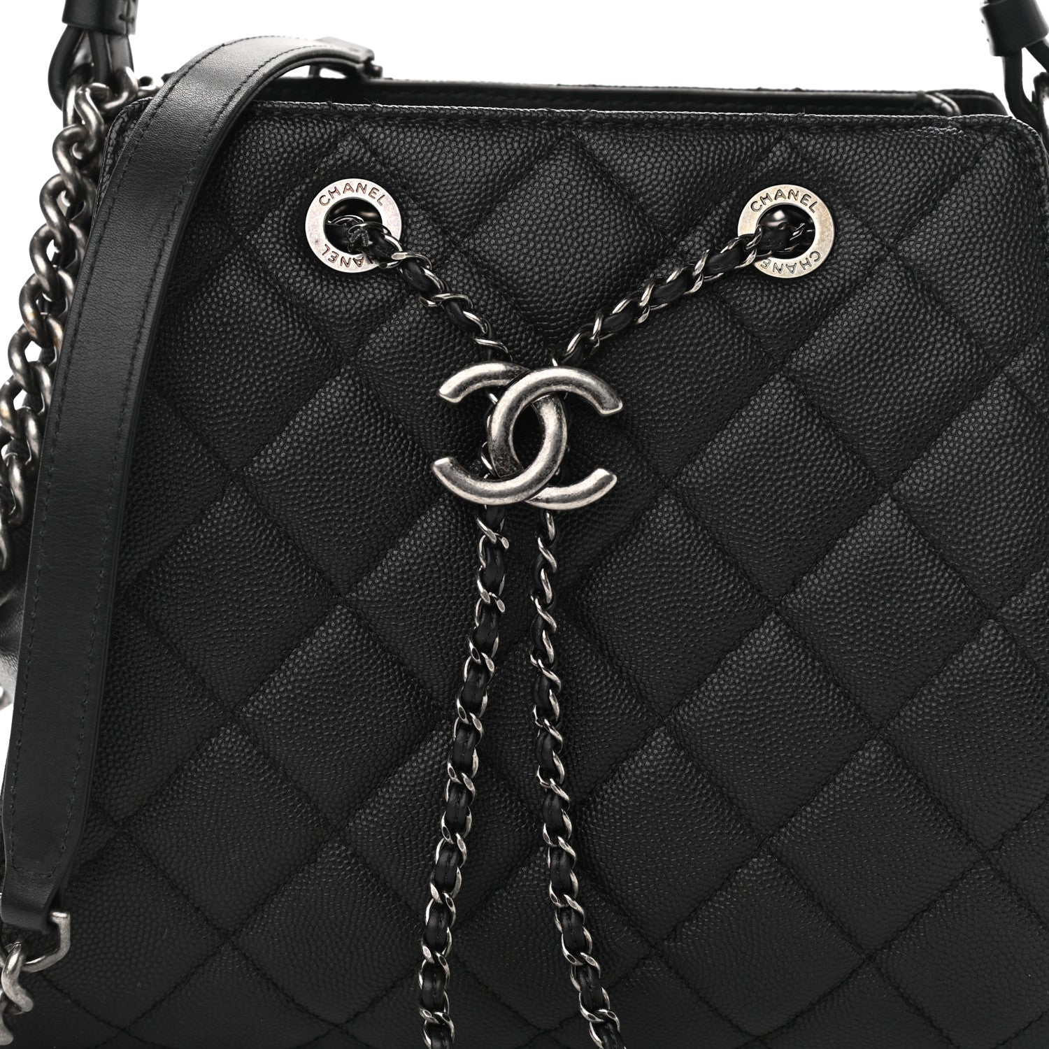 Chanel Caviar Quilted Small CC Bucket Bag Black 7 of 10