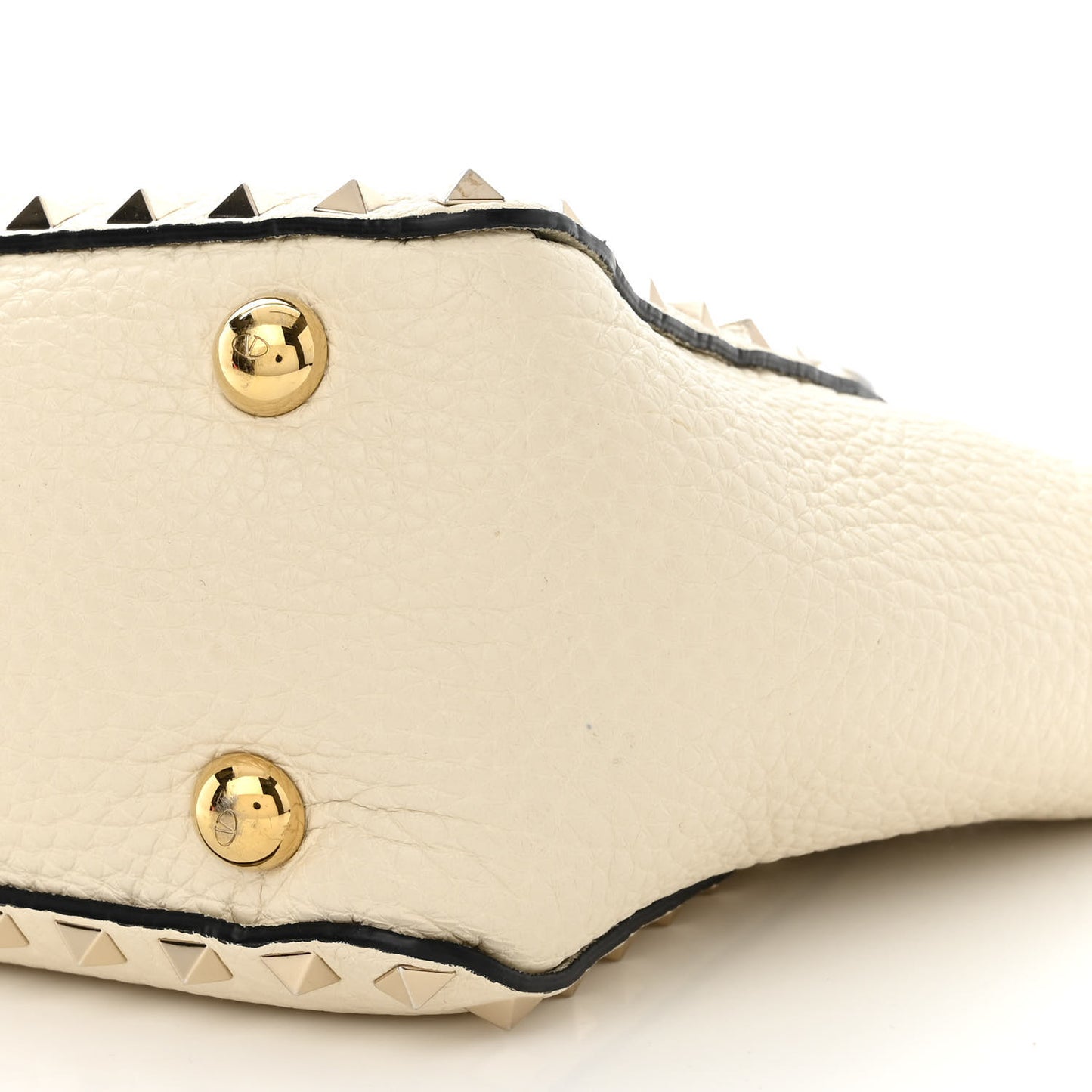 Pebbled Calfskin Mini Rockstud Tote Ivory