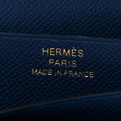 Hermes Grained Monsieur Bearn Gusset Wallet Bleu de Prusse 6 of 8